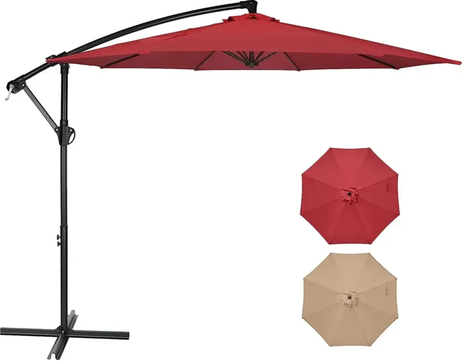 Offset Patio Umbrella with Cross Base, 10FT