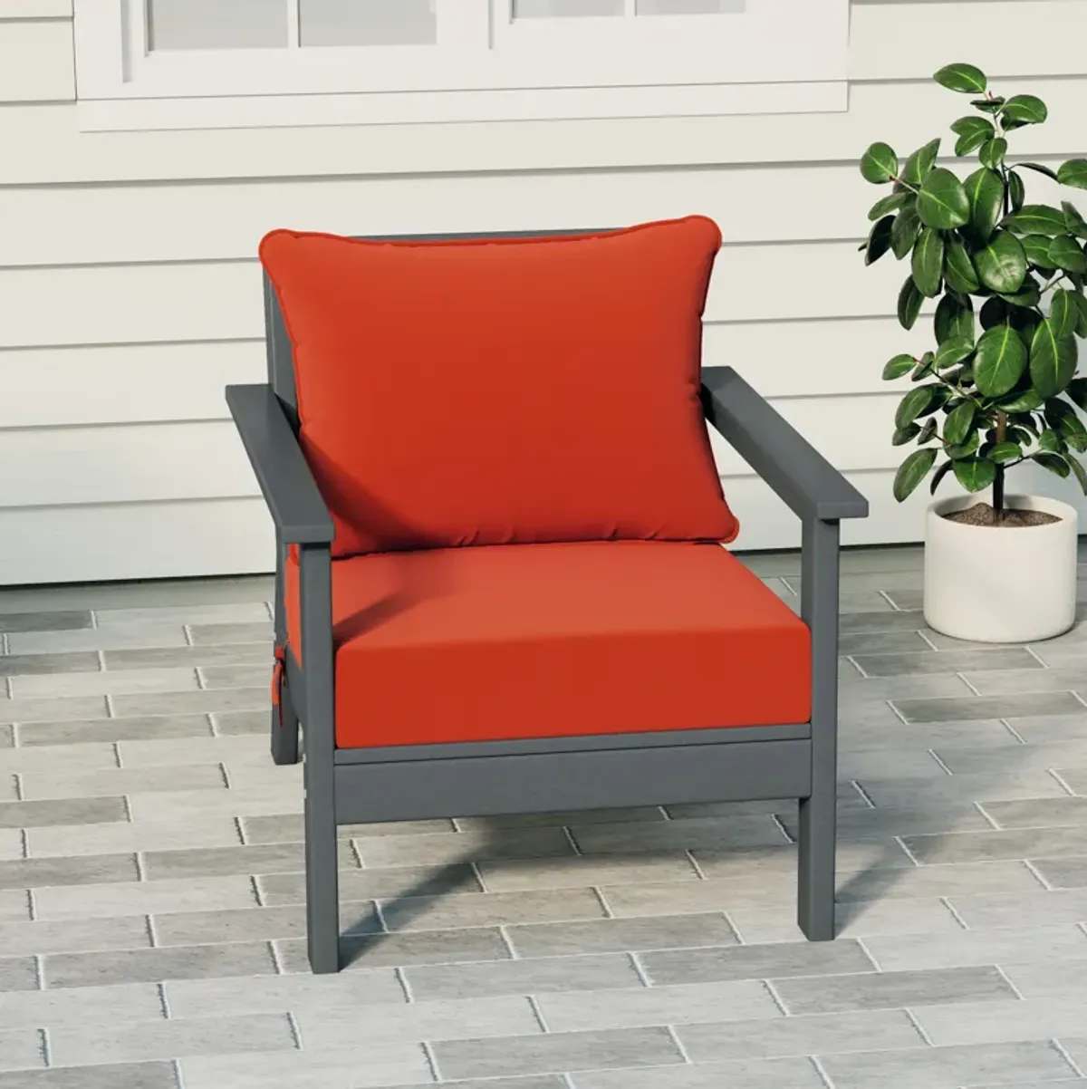 WestinTrends Outdoor Modern HDPE Patio Club Chair with Deep Seat Cushions