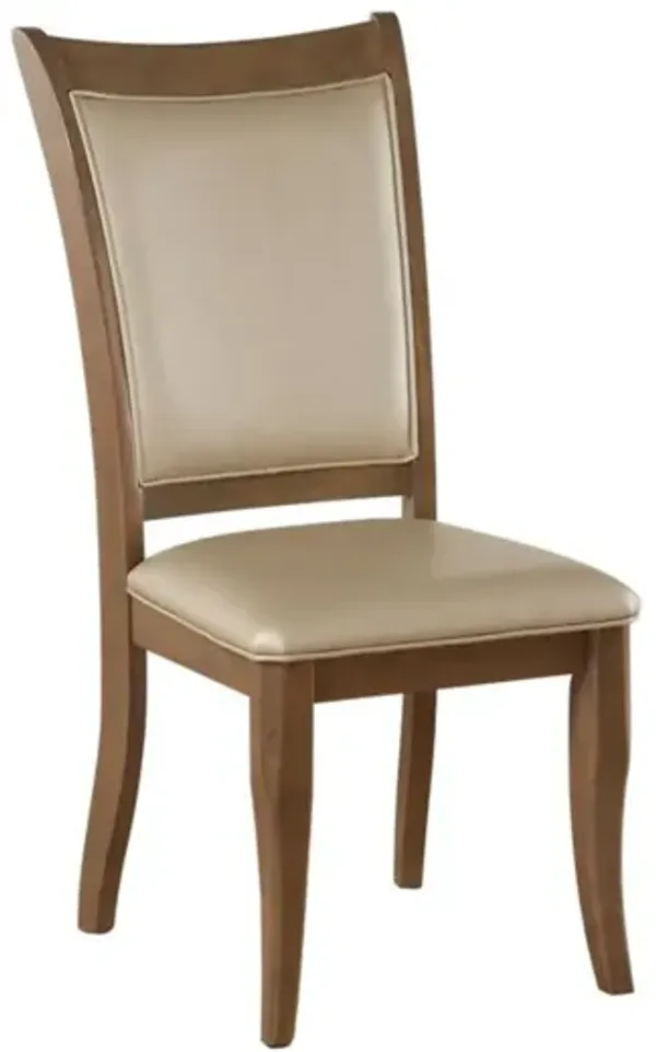 Dining Chair, Vegan Faux Leather with X Design, Set of 2, Beige
