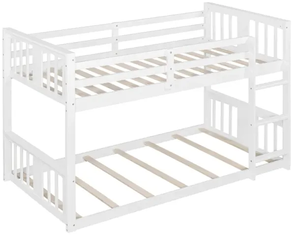 Whisen Twin Over Twin Bunk Bed with Ladder - White