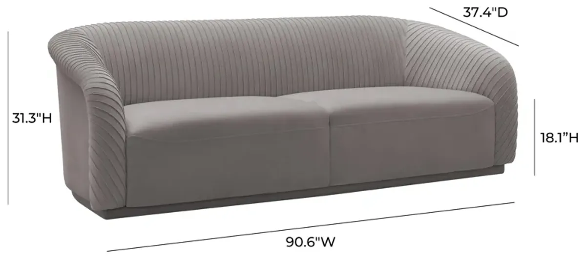 Yara Pleated Grey Velvet Sofa