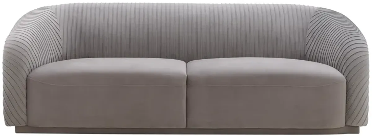 Yara Pleated Grey Velvet Sofa