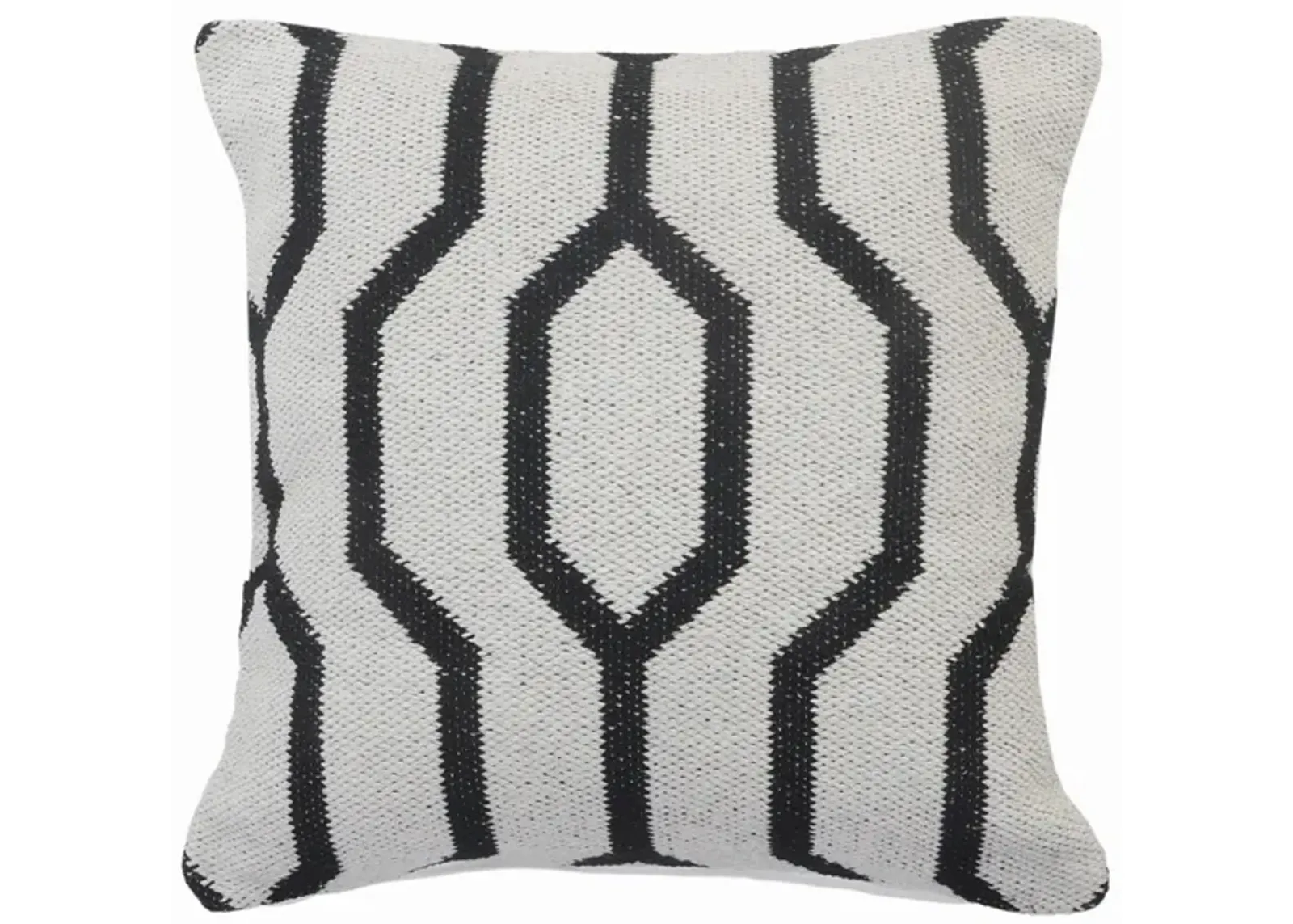 20" Black and White Geometric Square Throw Pillow