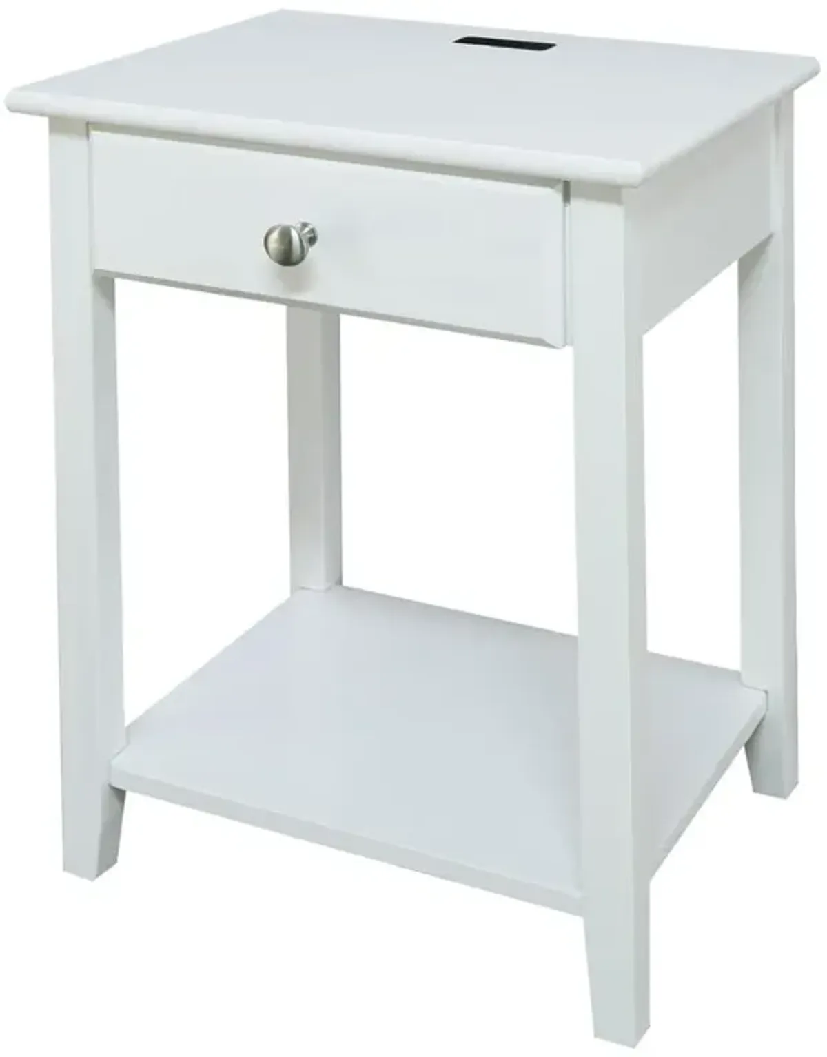 Night Owl Nightstand with USB Port-White