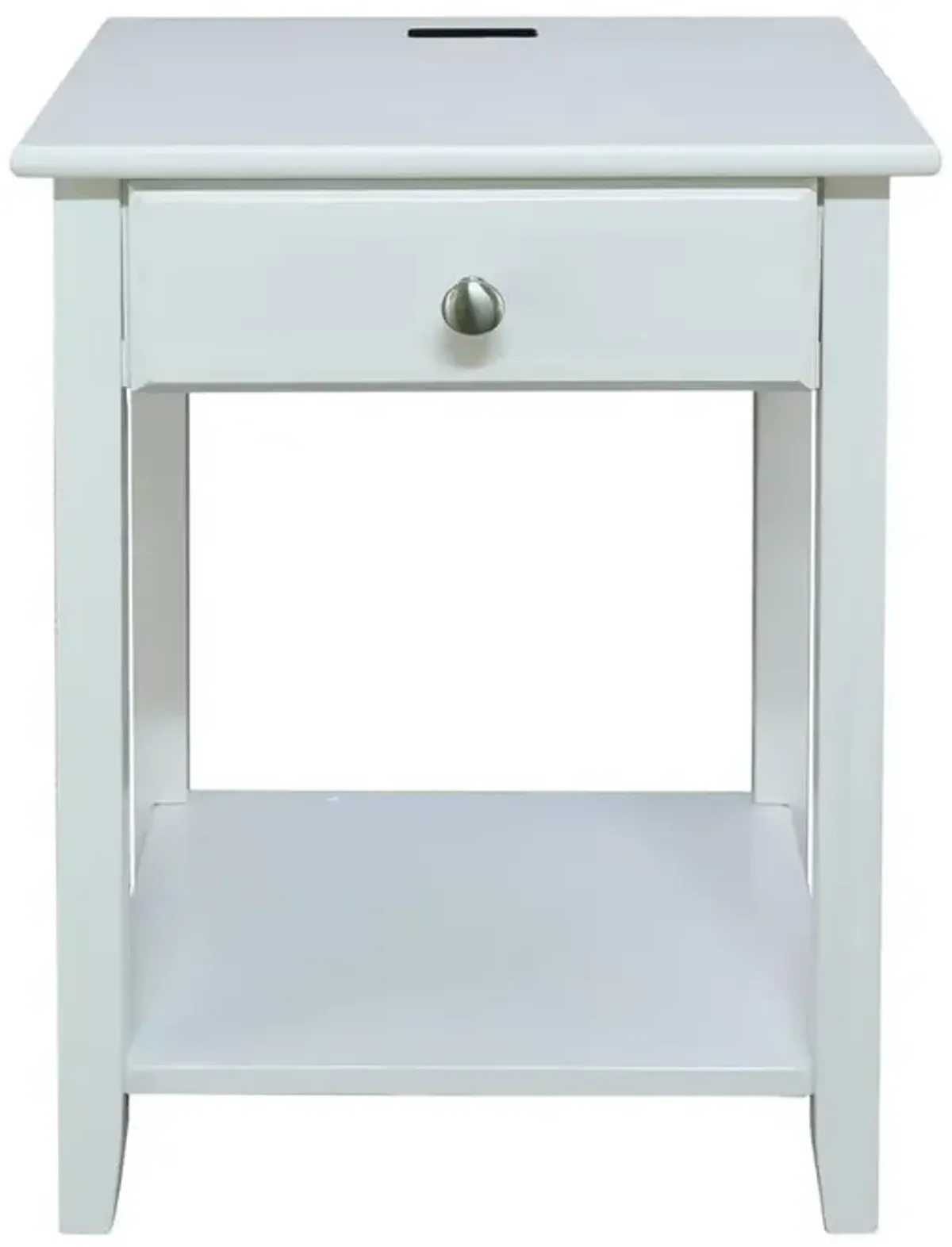 Night Owl Nightstand with USB Port-White