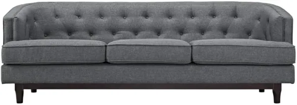 Coast Sofa - Elegant & Sophisticated | Deep Button Tufting | High-Quality Polyester Upholstery | Walnut Stained Wood Legs | Solid Construction & Dense Foam Cushioning | Removable Seat Covers | Mid-Century Inspired | Gray