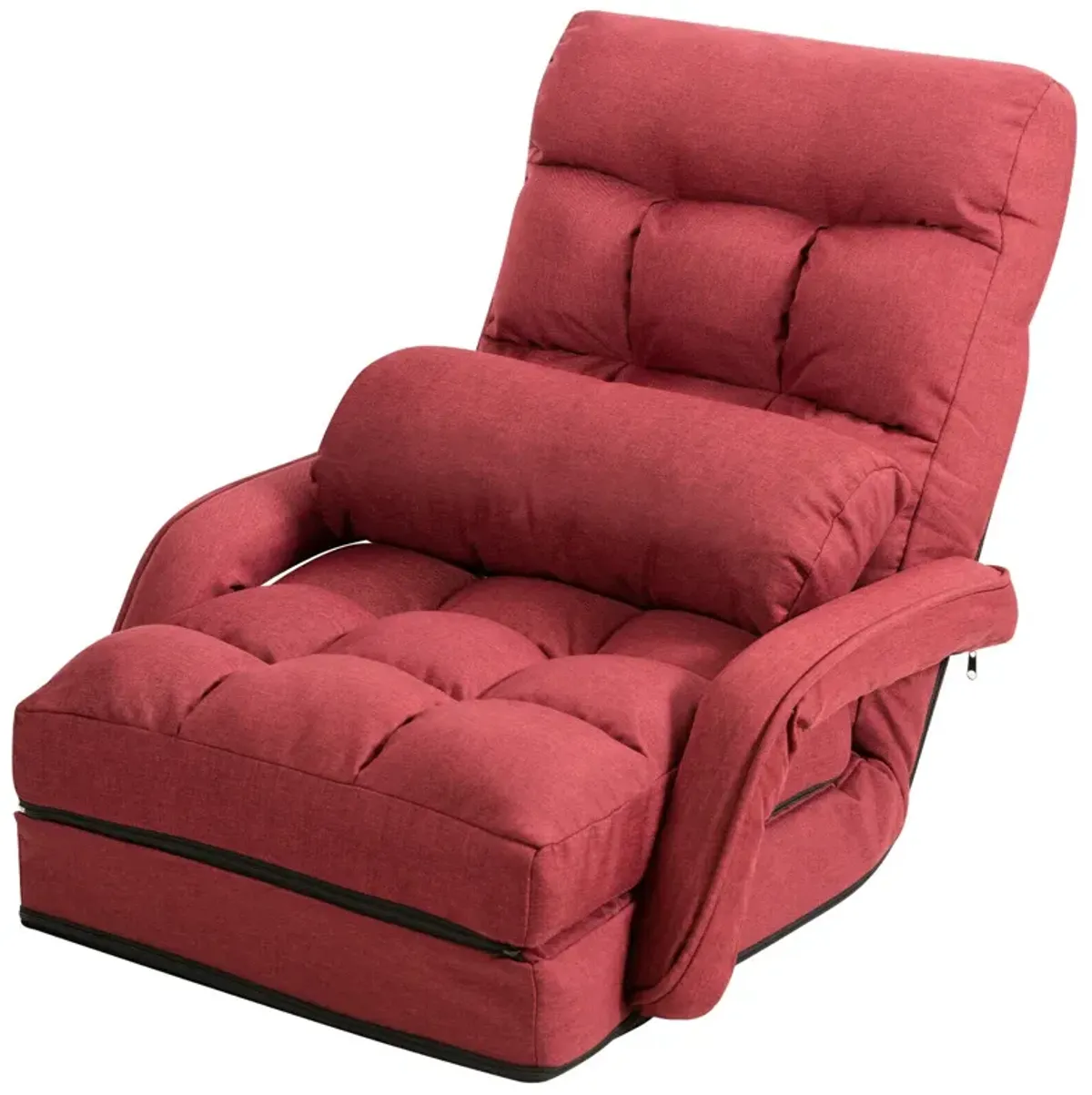 Folding Lazy Floor Chair Sofa with Armrests and Pillow