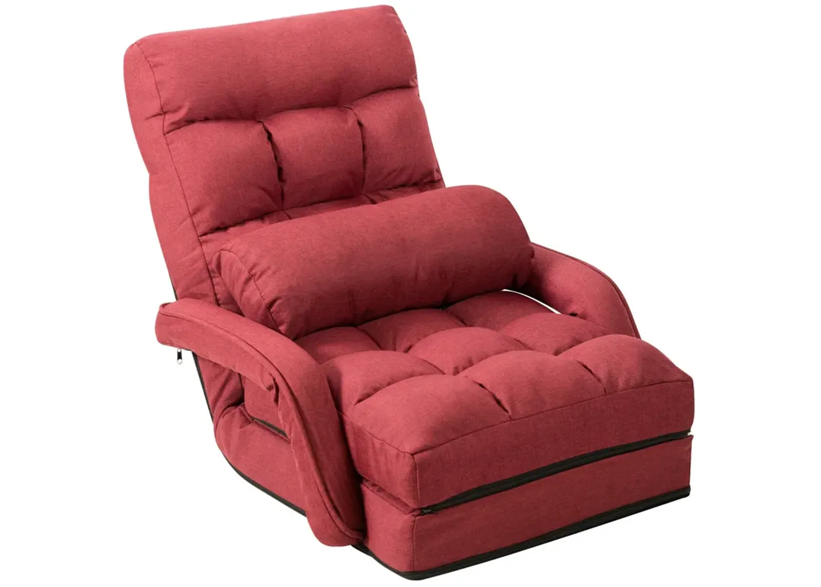 Folding Lazy Floor Chair Sofa with Armrests and Pillow