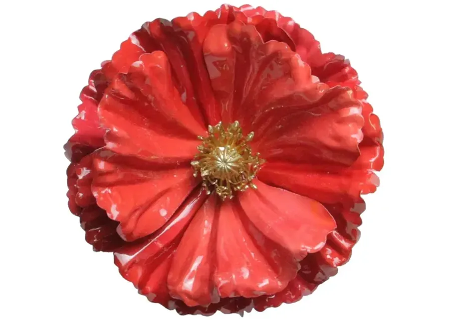 4.75" Shiny Coral Pink Poppy Clip Christmas Ornament