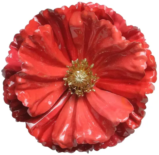 4.75" Shiny Coral Pink Poppy Clip Christmas Ornament