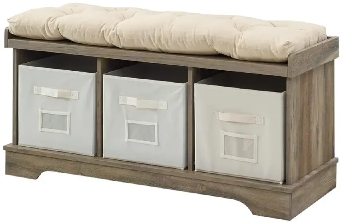 Belen Kox Charming Storage Bench with Cushion - Grey Wash , Belen Kox