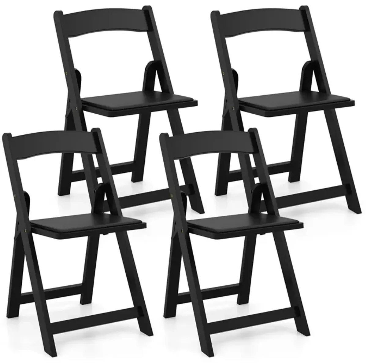 Set of 4 Dining Chairs Foldable Kitchen Chair with Rubber Wood Legs and Padded Seat