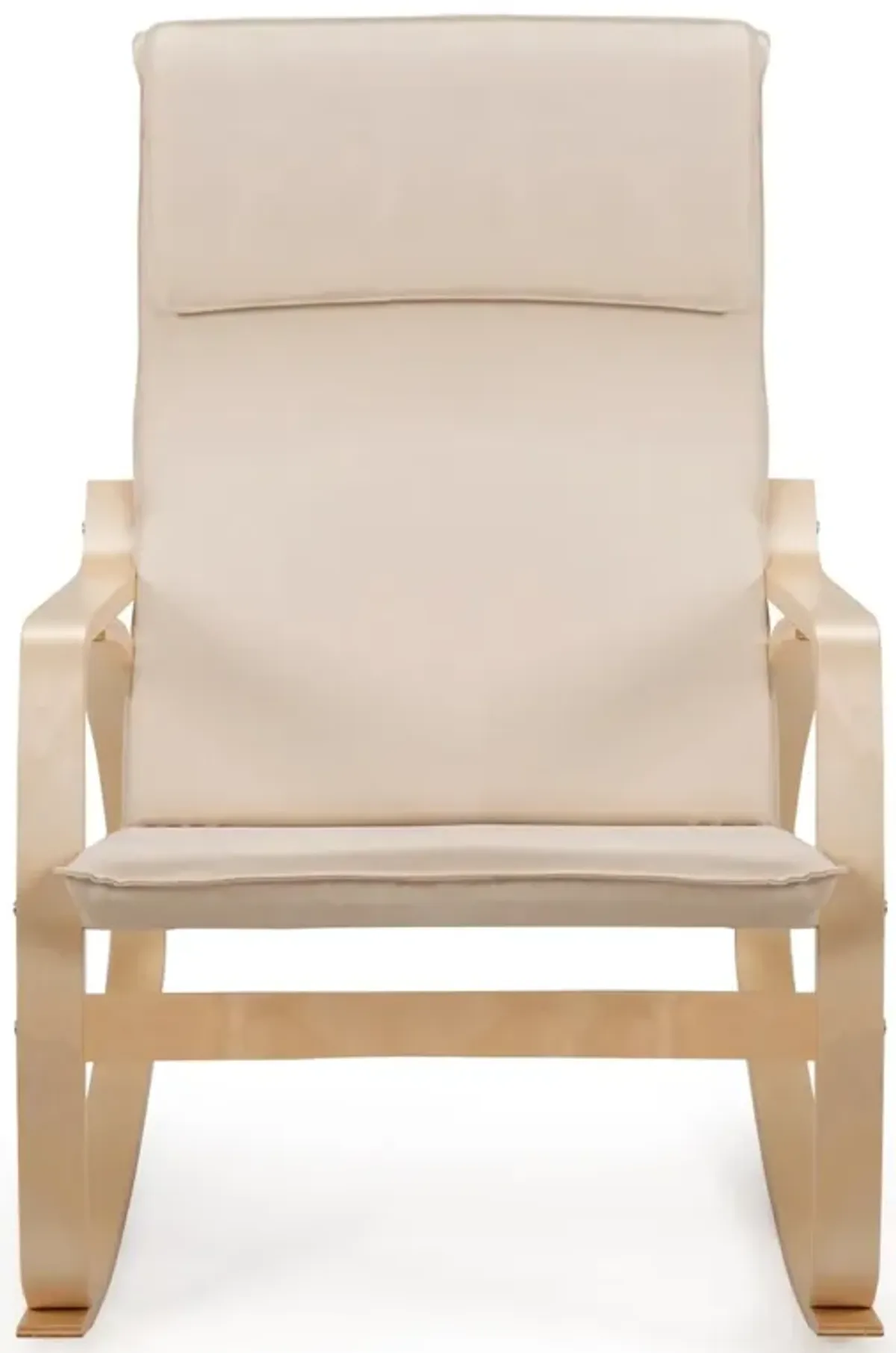 Farmhouse Beige/Natural Linen Upholstered Rocking Chair