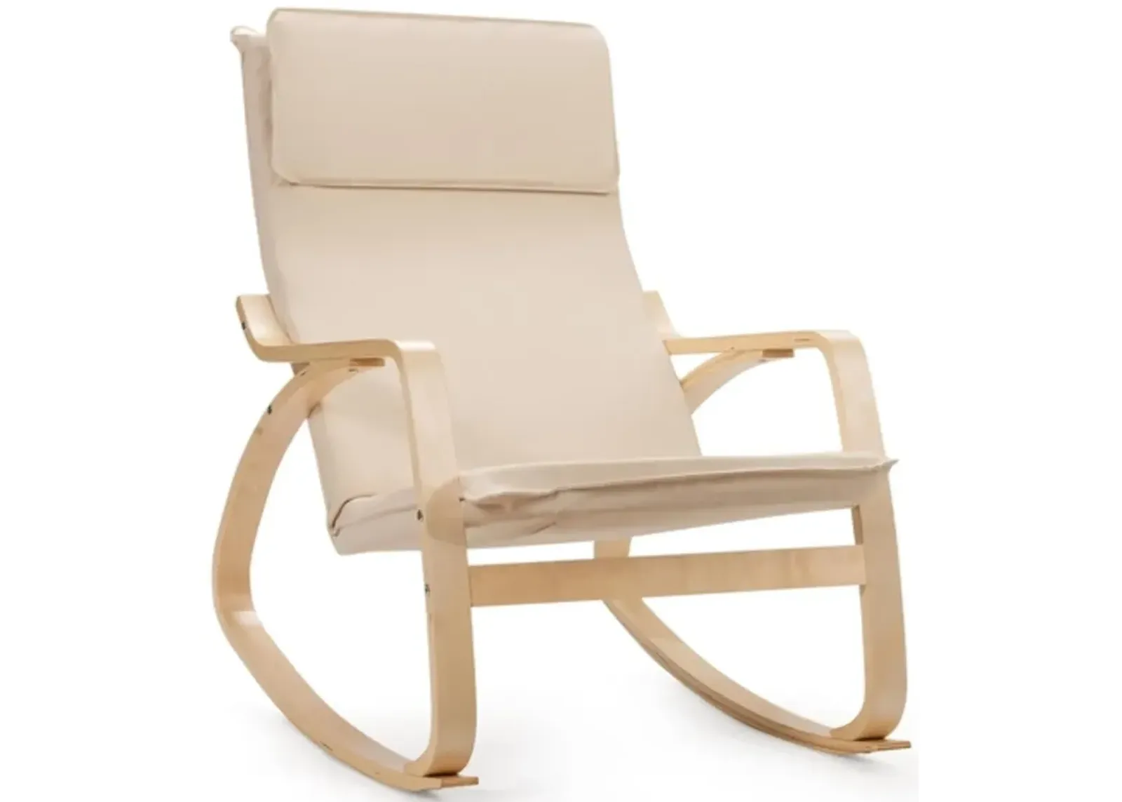 Farmhouse Beige/Natural Linen Upholstered Rocking Chair