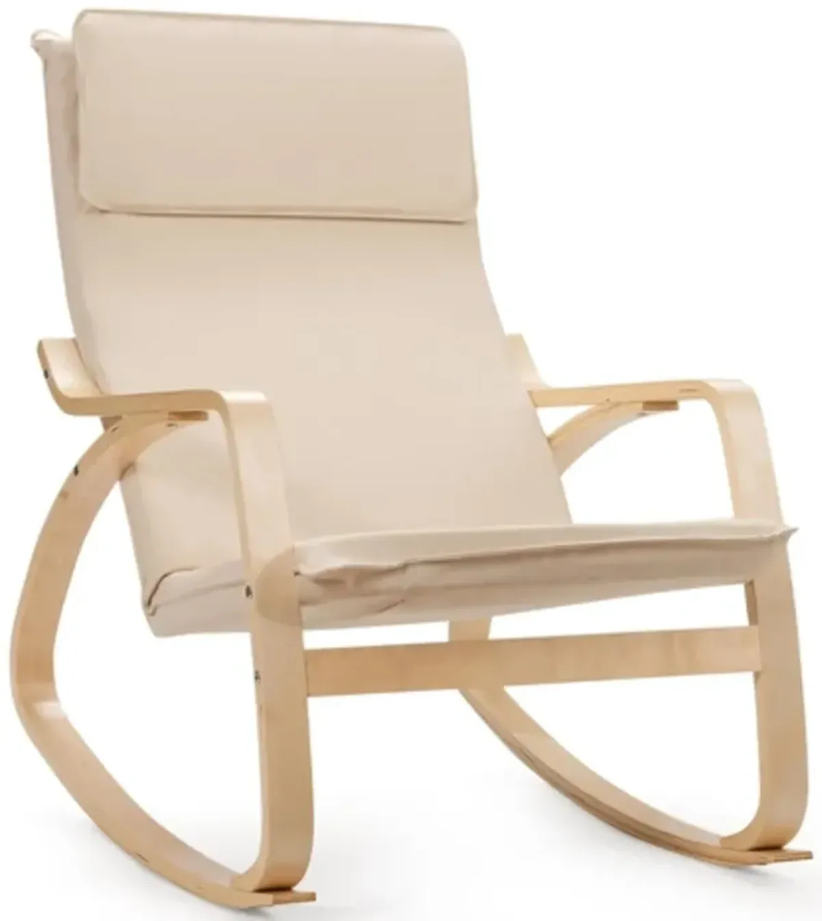 Farmhouse Beige/Natural Linen Upholstered Rocking Chair