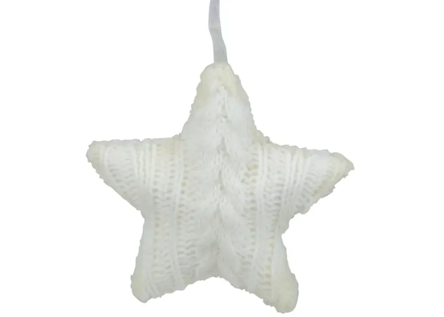 4" Cream Cable Knit Star Christmas Ornament