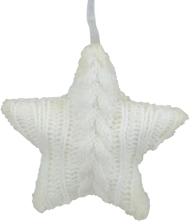 4" Cream Cable Knit Star Christmas Ornament