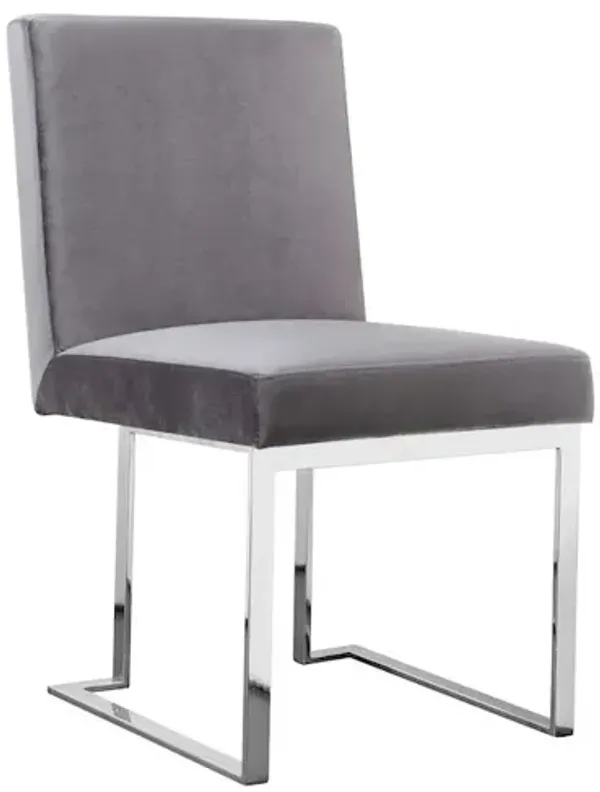 Pangea Home Dexter Side Chair Velvet Silver (Set Of 2)