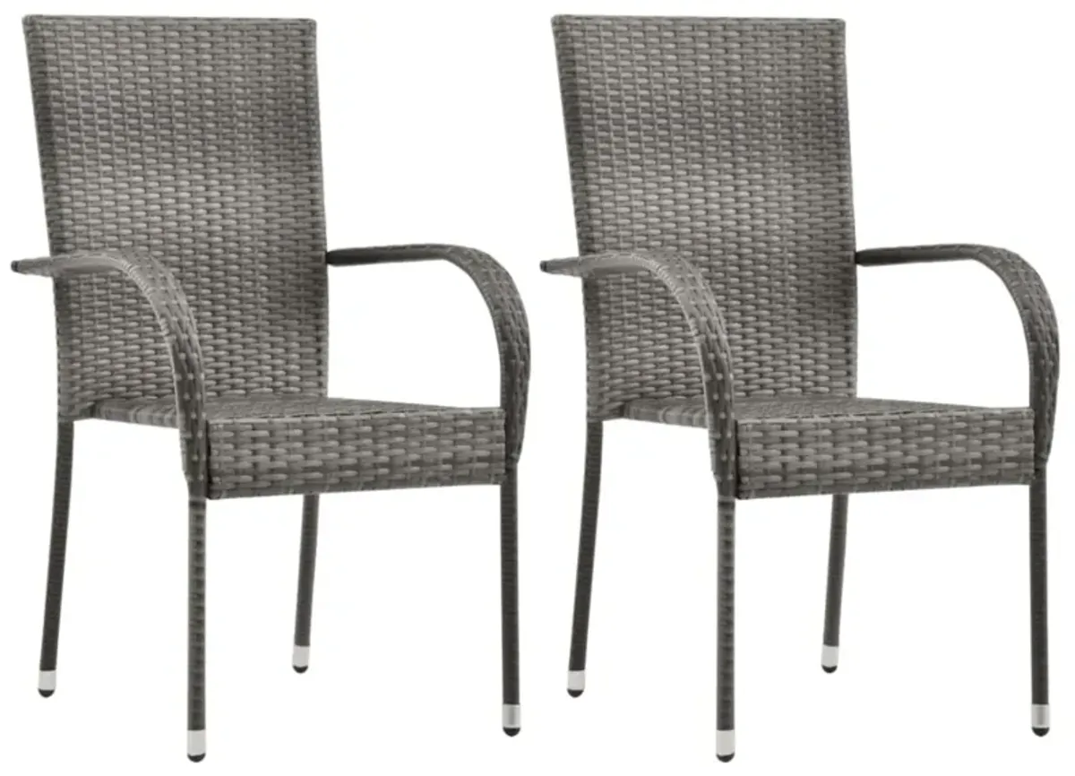 vidaXL 3 Piece Garden Dining Set Poly Rattan Gray