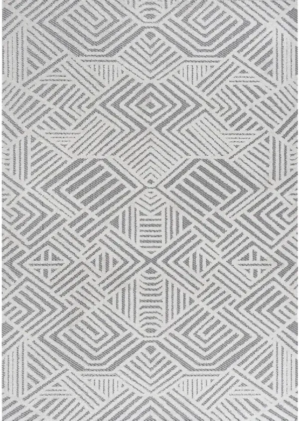 Jordan High-Low Pile Art Deco Geometric Indoor/Outdoor Area Rug