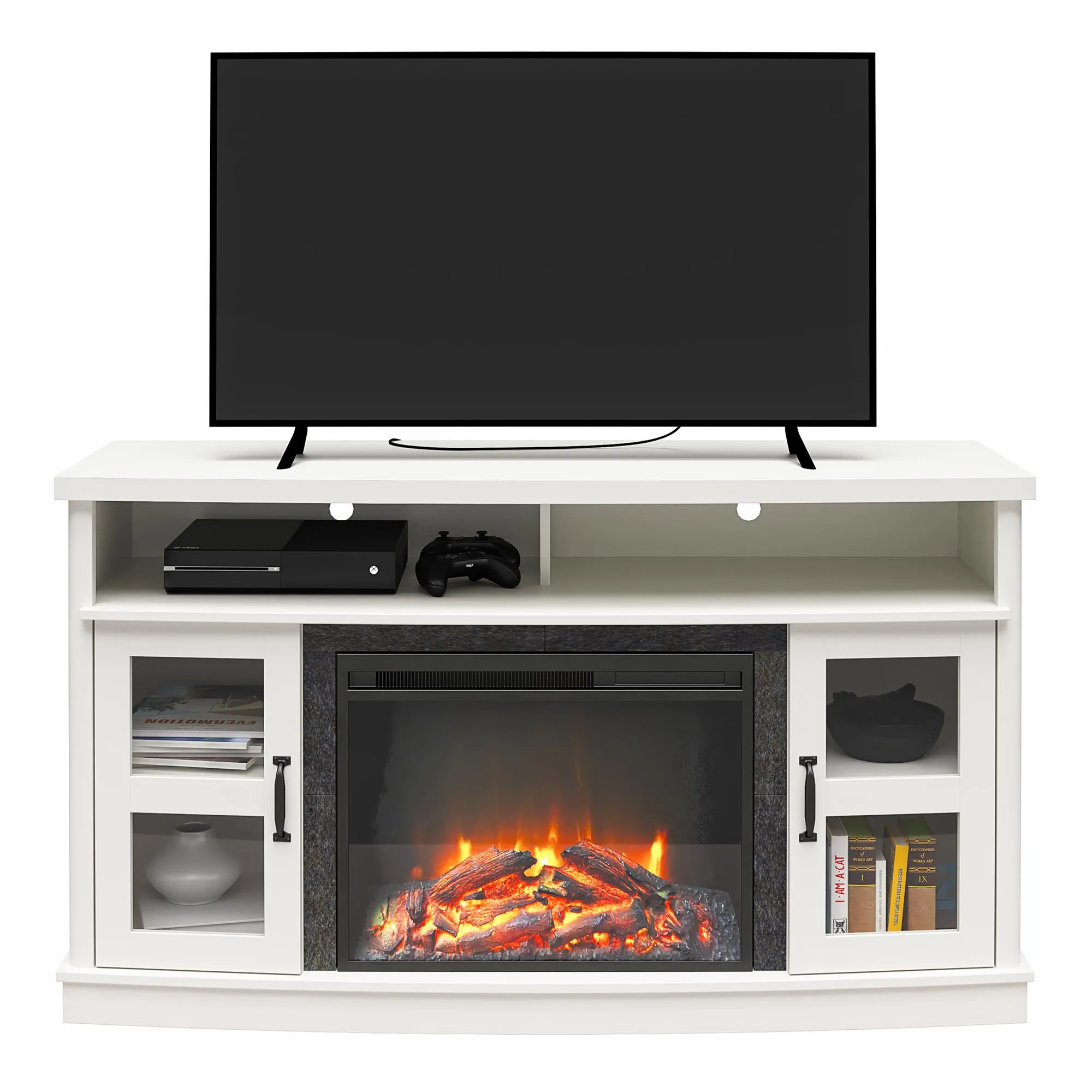 Barrow Creek Fireplace Console with Glass Doors for TVs up to 60"