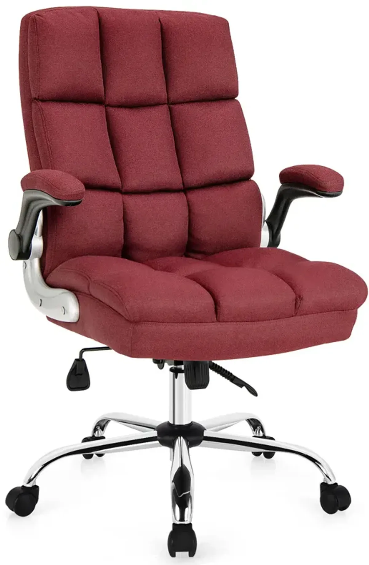 Costway Costway High Back Big & Tall Office Chair Adjustable Swivel w/Flip-up Arm Grey