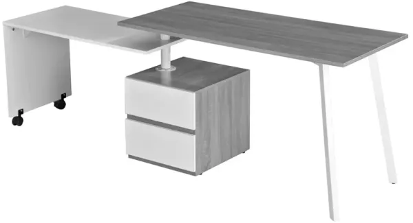 Rotating Multi-Positional Modern Desk, Grey