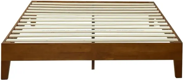 Low Profile Wooden Platform Bed Frame with Slats for Modern Bedrooms