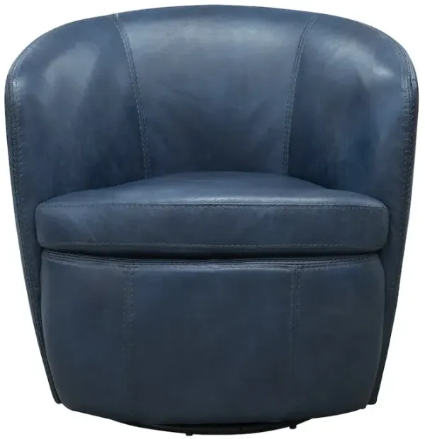 Parker Living Vintage Navy 100% Italian Leather Swivel Club Chair