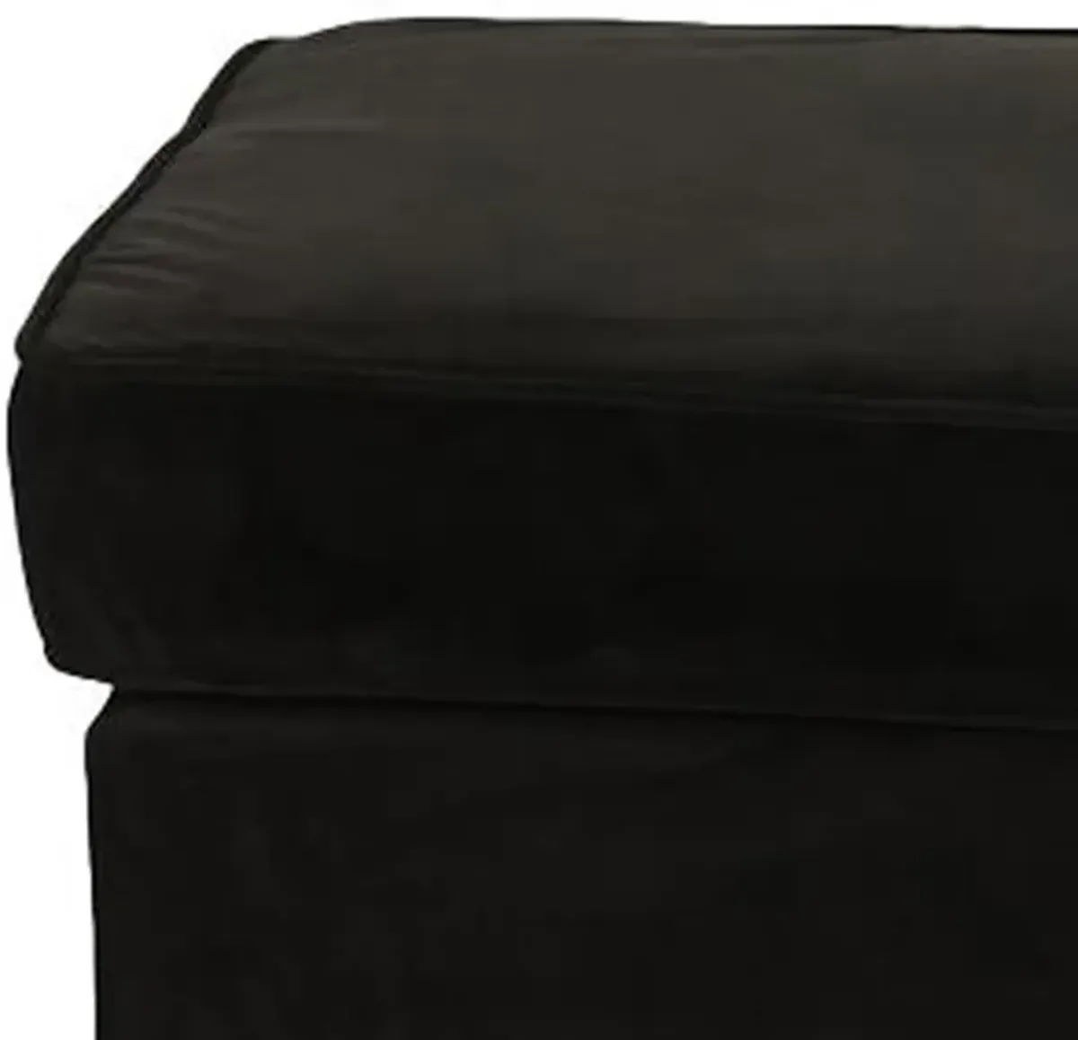 Fabric Ottoman with Nailhead Trim and Turned Feet, Black - Benzara