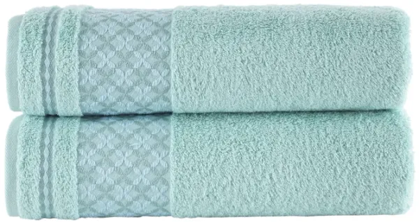 KAFTHAN Textile Plaid Turkish Cotton Bath Towels (Set of 2)
