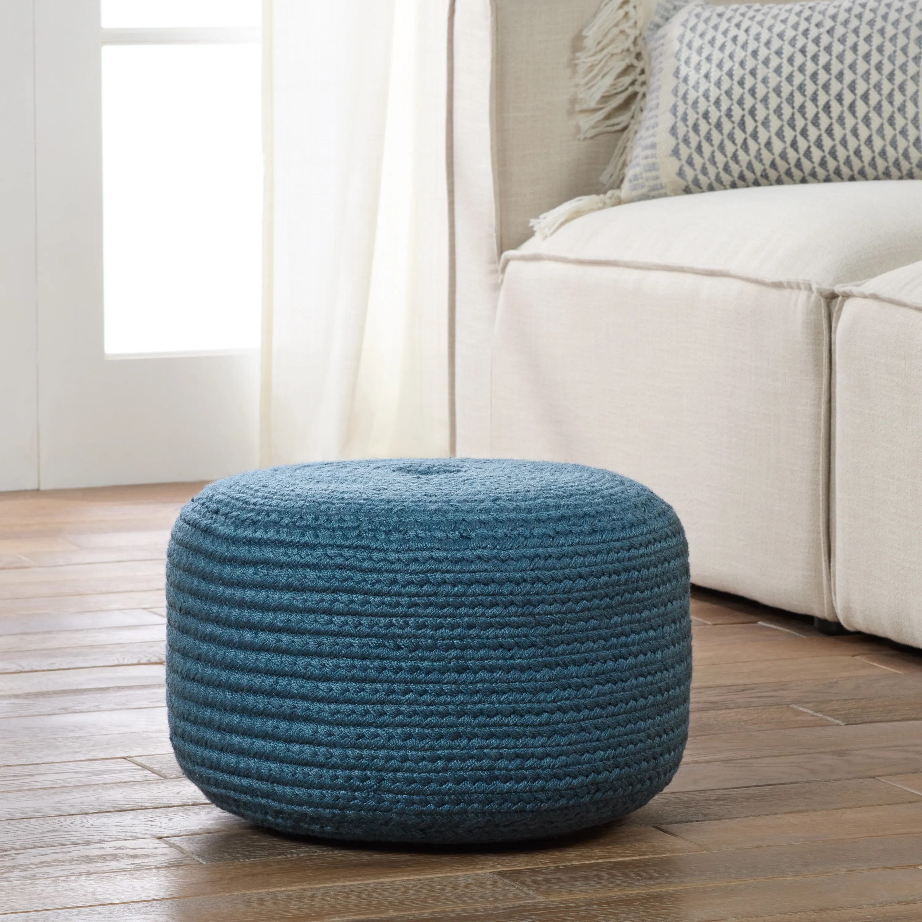 Saba Solar Pouf in Blue Mirage