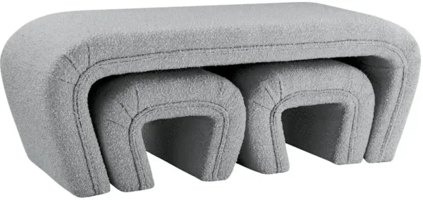 Meridian Furniture Odelia Grey Boucle Fabric Bench