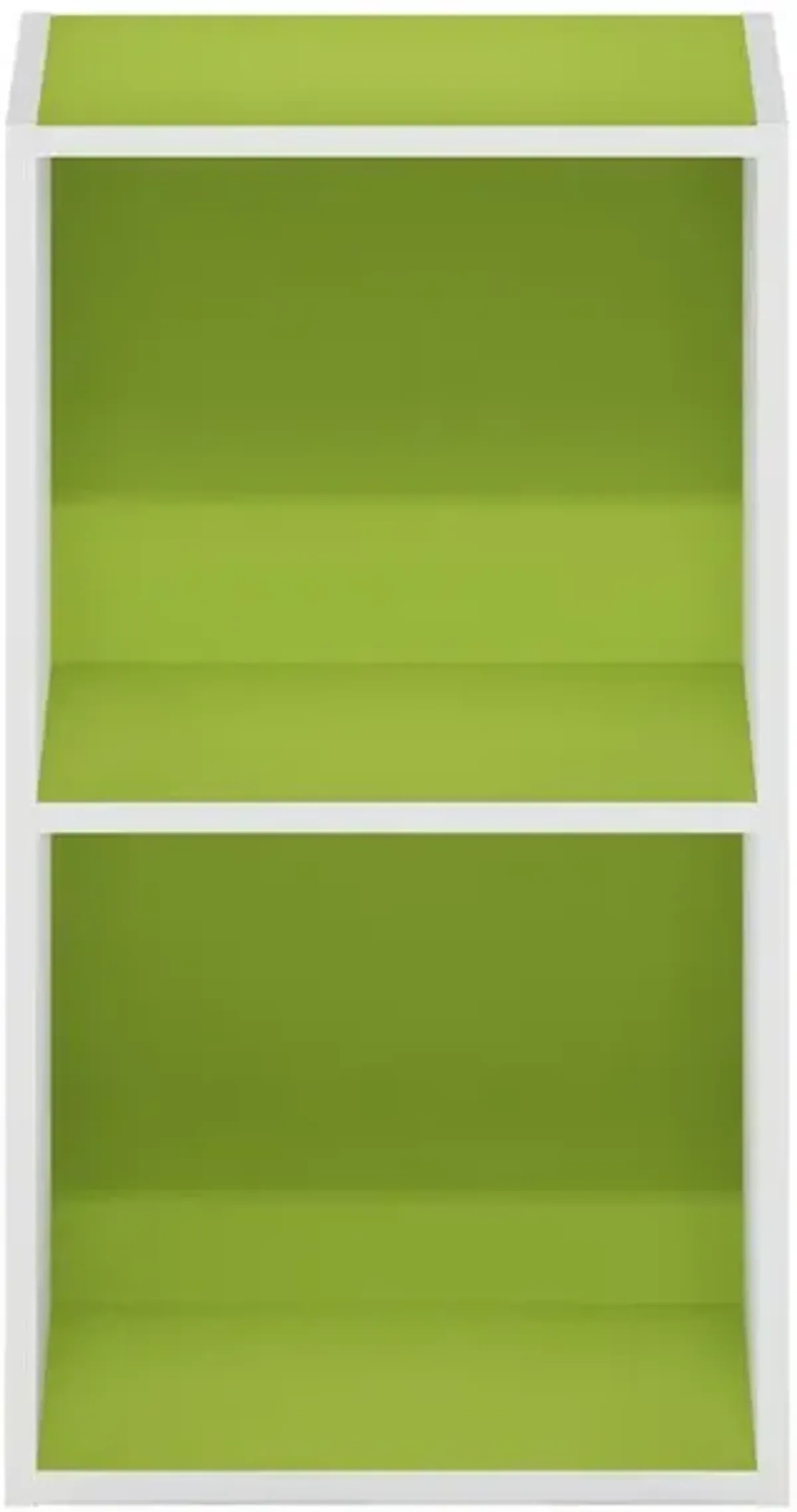 Furinno Pasir 2-Tier Open Shelf Bookcase, Green/White