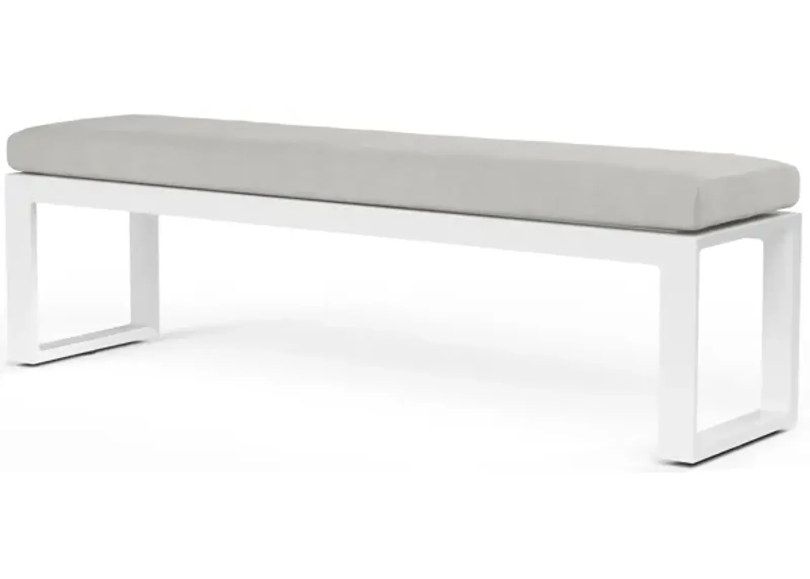 Newport Dining Bench in Cast Silver, No Welt