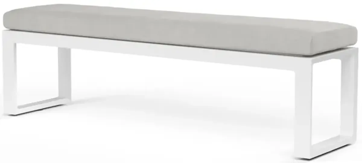 Newport Dining Bench in Cast Silver, No Welt