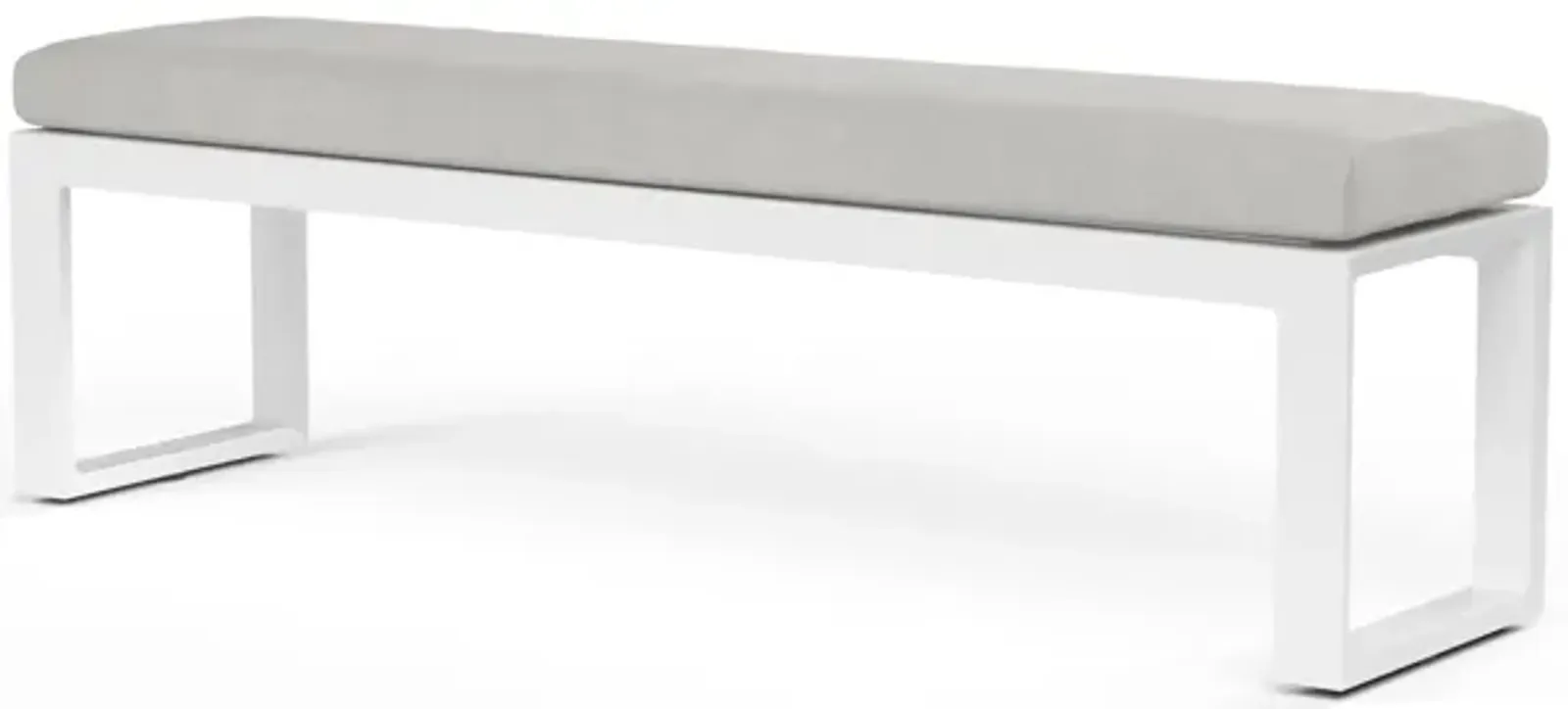 Newport Dining Bench in Cast Silver, No Welt