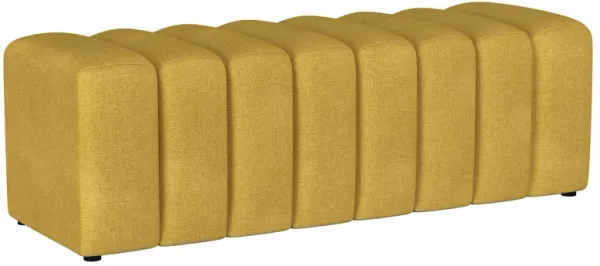 Sanna Accent Bench, Modern Channel Tufted Yellow Fabric, 54 Inch - Benzara