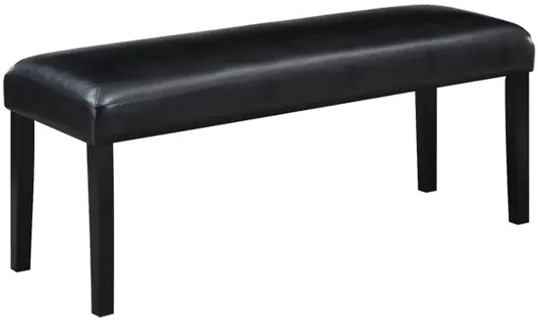 Tristan 46 Inch Bench, Faux Leather, Wood Frame, Soft Cushion, Black - Benzara