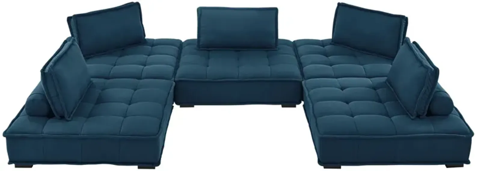 Saunter Tufted Fabric 5-Piece Sectional Sofa Blue