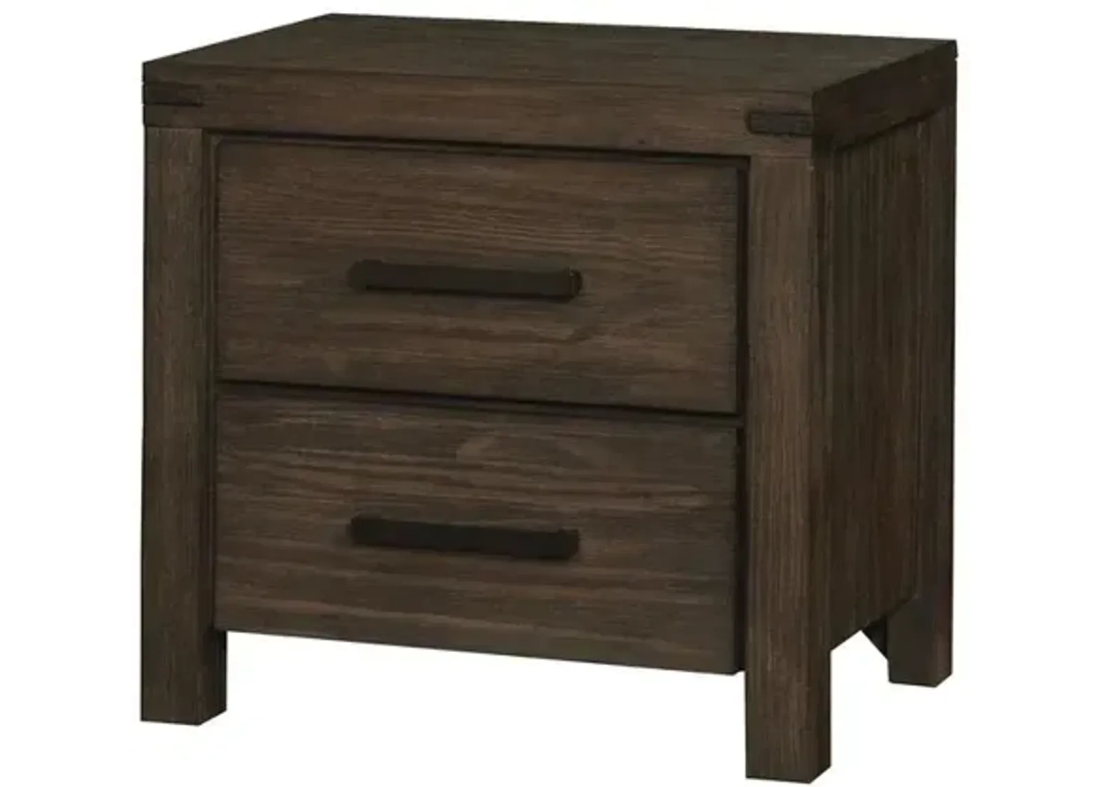 Rustic Brown Nightstand with 2 Drawers