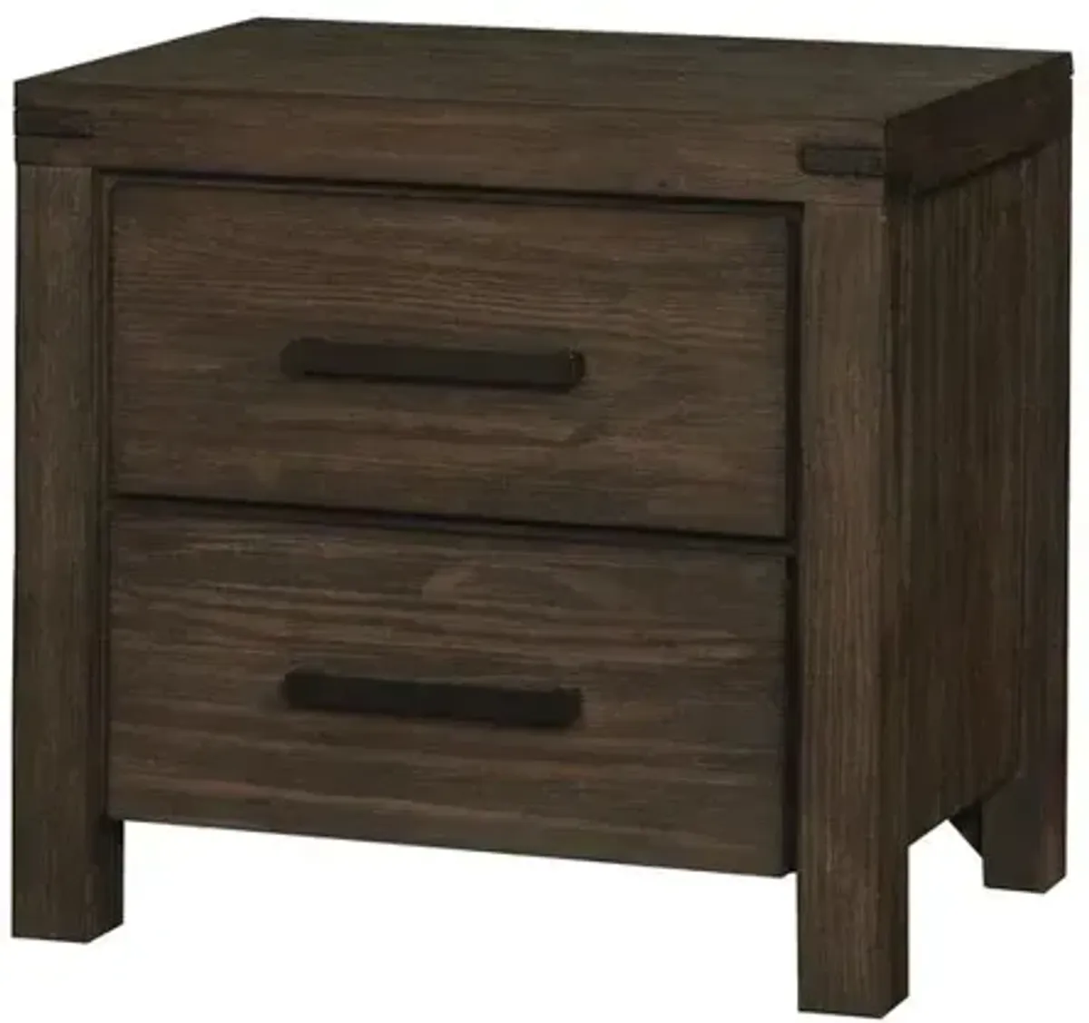 Rustic Brown Nightstand with 2 Drawers