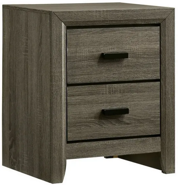 24 Inch 2 Drawer Wooden Nightstand with Finger Pulls, Brown - Benzara