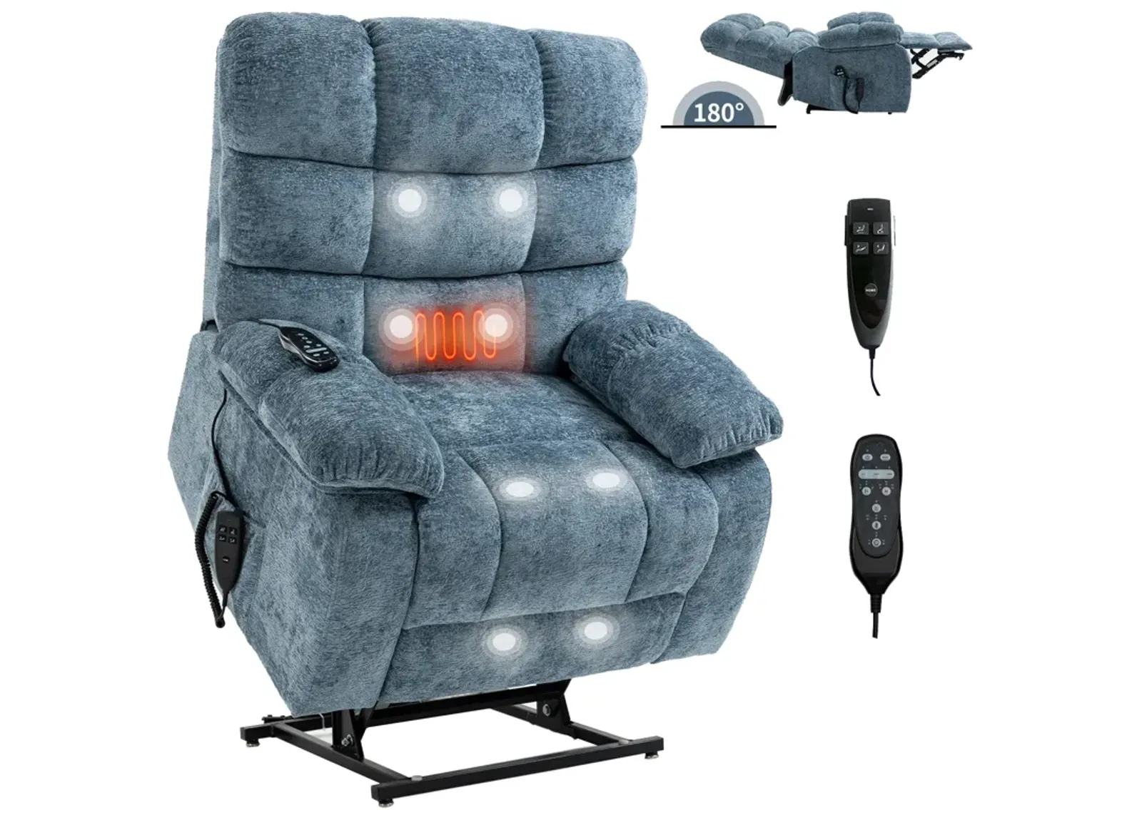 Mondawe Lift Recliner Chair Heat Massage Dual Motor Infinite Position Up to 350 LBS Large Electric Power Lift Recliners with Power-Remote