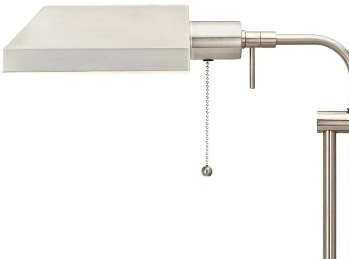 Metal Rectangular Desk Lamp with Adjustable Pole, Silver-Benzara