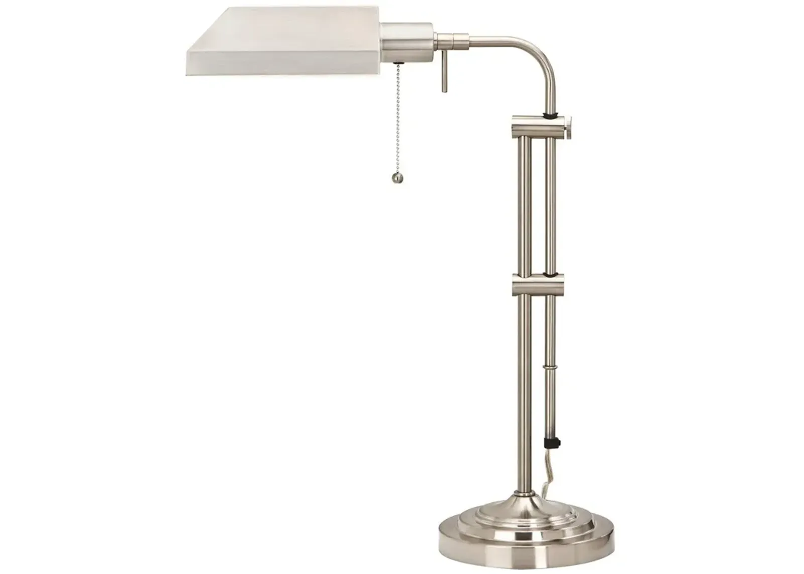 Metal Rectangular Desk Lamp with Adjustable Pole, Silver-Benzara