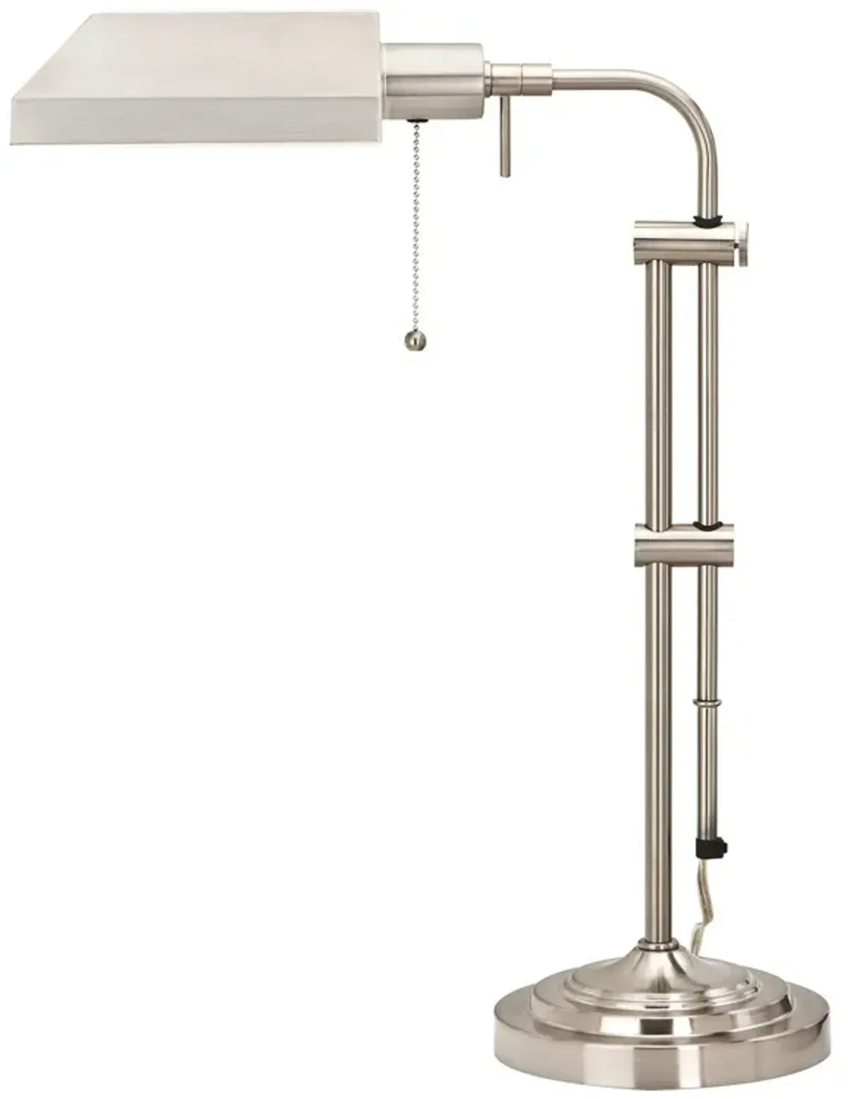 Metal Rectangular Desk Lamp with Adjustable Pole, Silver-Benzara