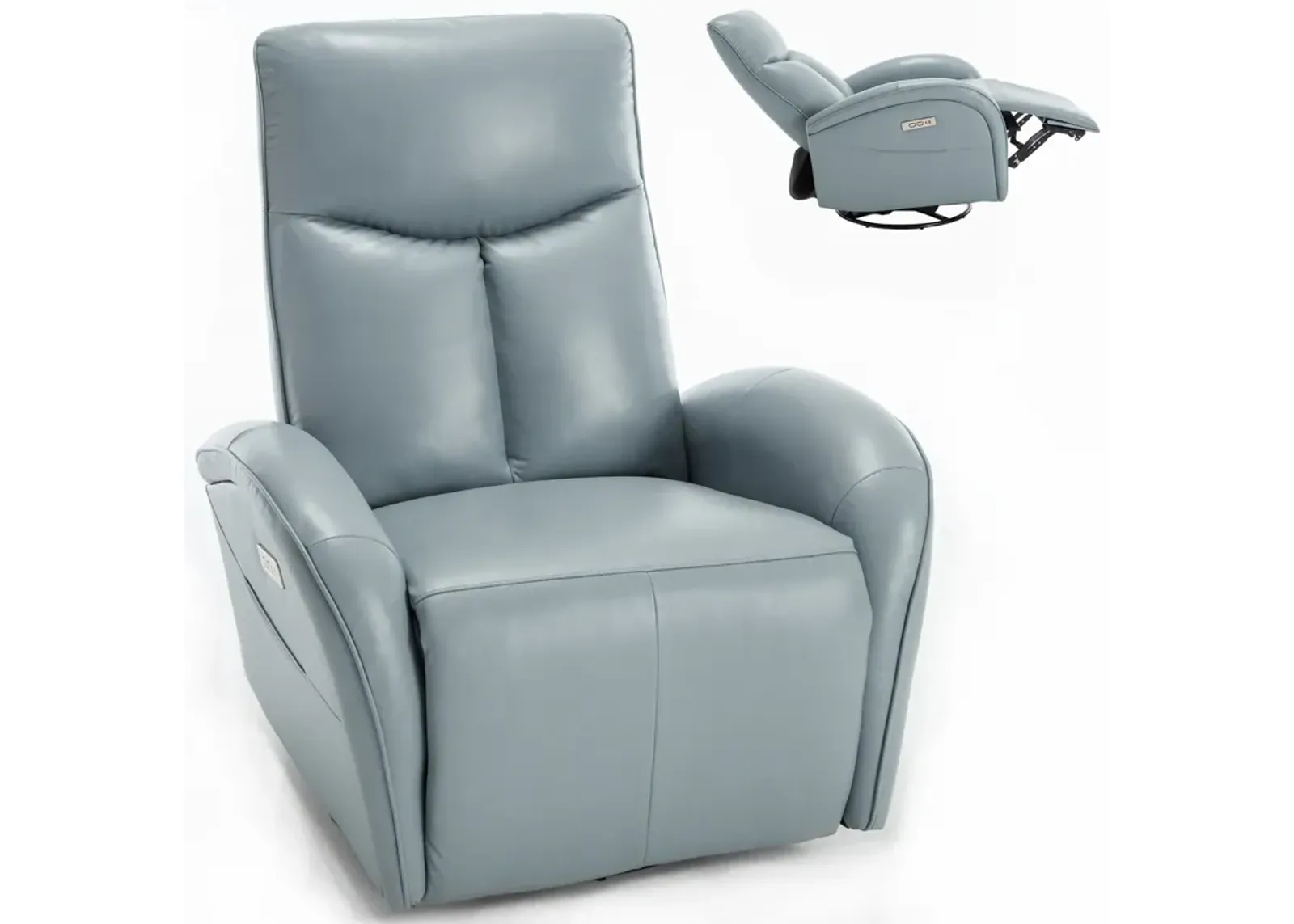 Mondawe Leatheraire 270° Swivel and Rocker Power Recliner Chair with Lumbar Support，USB and Type-C Ports