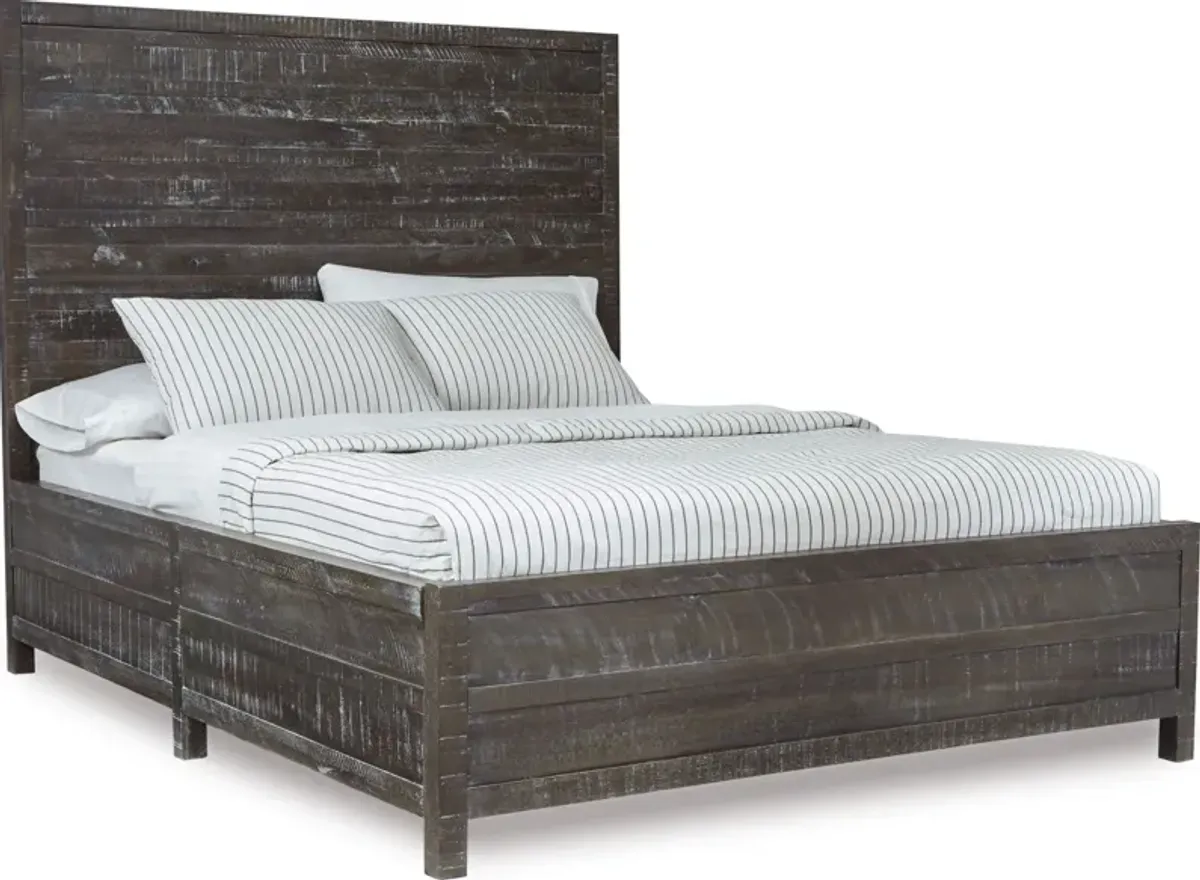 Townsend Queen-Size Solid Wood Low-Profile Bed in Gunmetal