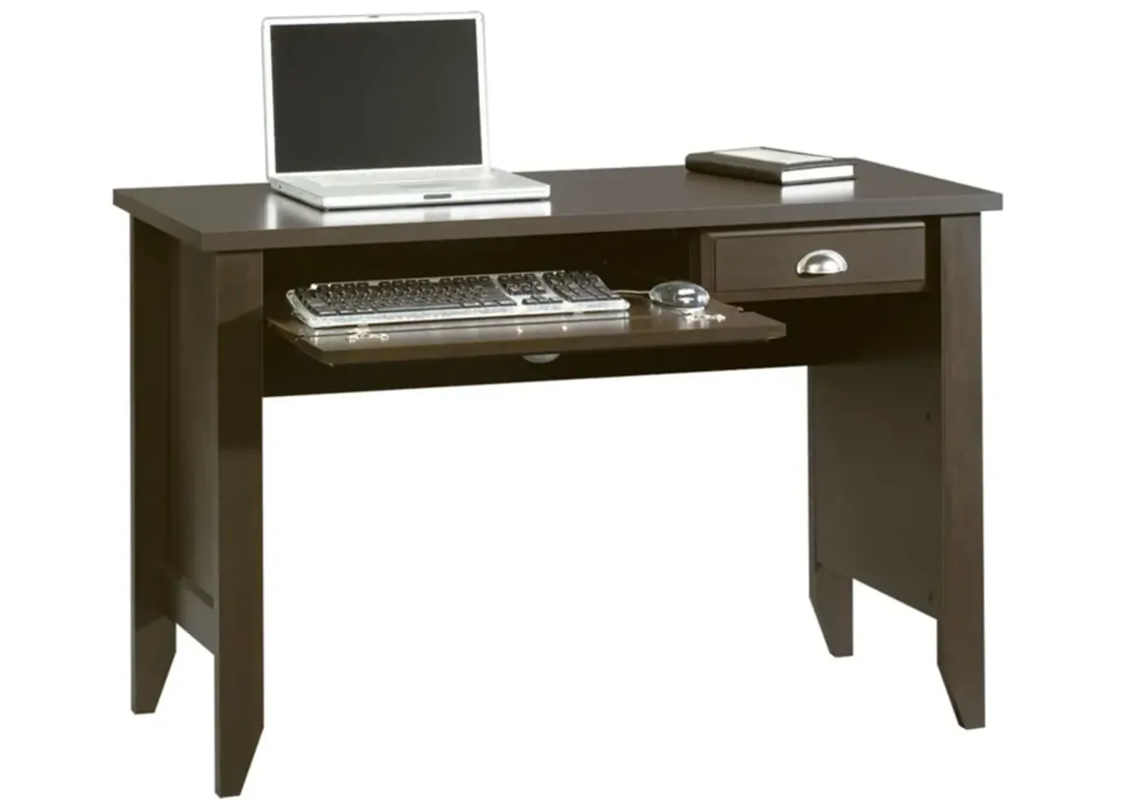 Hivvago Computer Desk with Keyboard Tray in Dark Brown Mocha Espresso Wood Finish